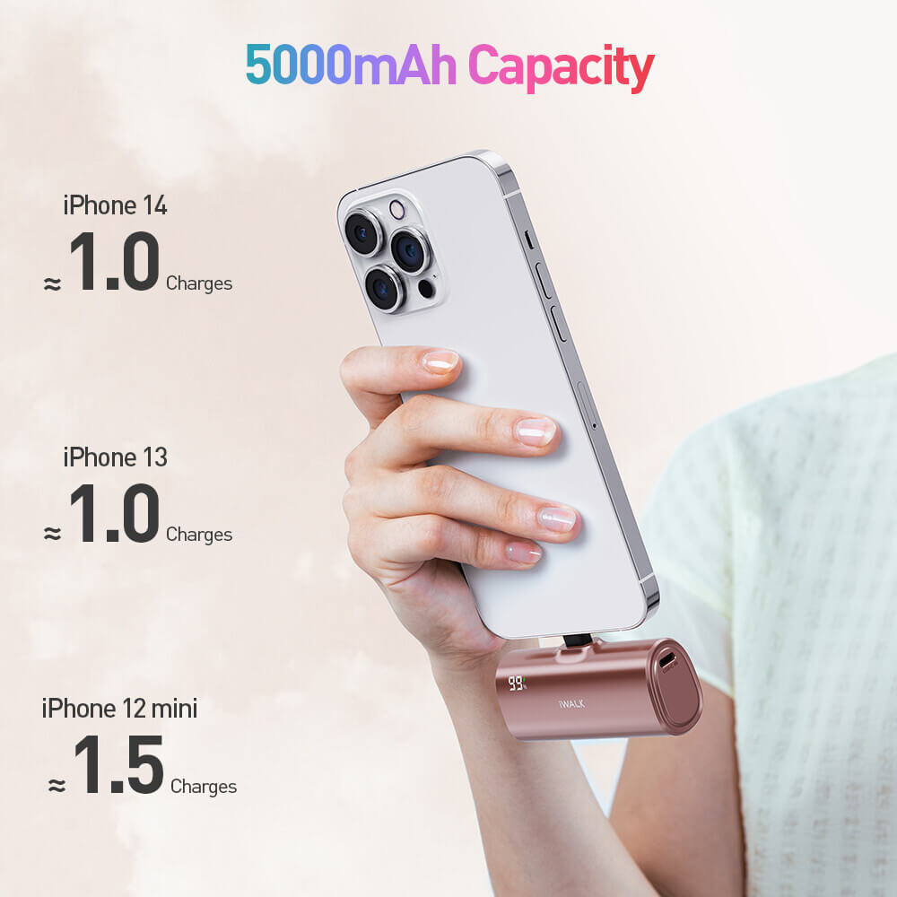 แบตเตอรี่สำรอง IWALK LINKPODX 5000 MAH สี ROSEGOLD เปลี่ยนหัวชาร์จได้ทั้ง LIGHTNING และ TYPEC_4